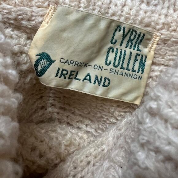 VINTAGE Cyril Cullen Irish Wool Knit Sweater Oversized Collar Turtleneck Size S - Picture 6 of 6